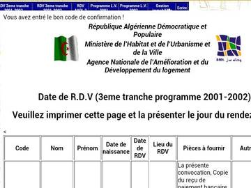 Le site des rdv de la 3eme tranche AADL 2001 et 2002 ouvert le 07 février 2016