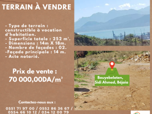 vente terrain bejaia